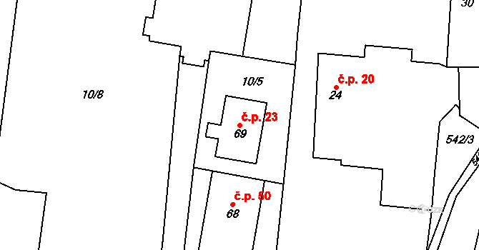Skrýchov u Opařan 23, Opařany na parcele st. 69 v KÚ Skrýchov u Opařan, Katastrální mapa