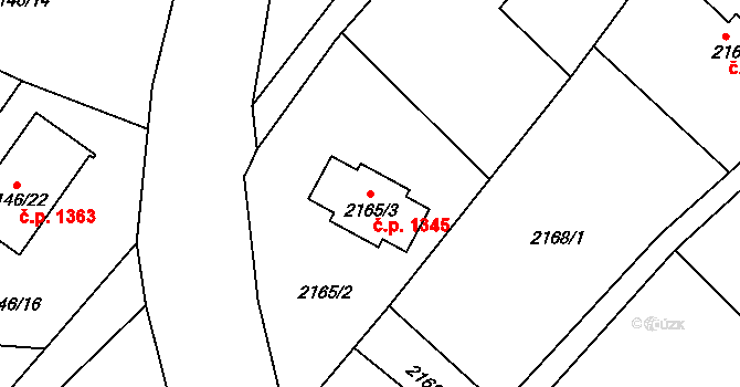 Liberec XIV-Ruprechtice 1345, Liberec na parcele st. 2165/3 v KÚ Ruprechtice, Katastrální mapa