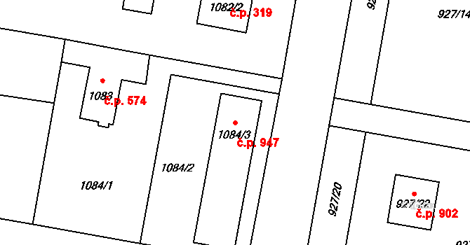 Paskov 947 na parcele st. 1084/3 v KÚ Paskov, Katastrální mapa