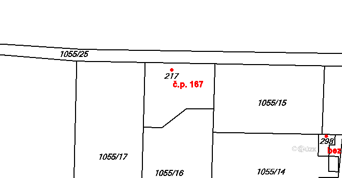 Chrášťany 167 na parcele st. 217 v KÚ Chrášťany u Rakovníka, Katastrální mapa