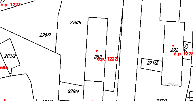 Vejprty 1222 na parcele st. 282 v KÚ Vejprty, Katastrální mapa
