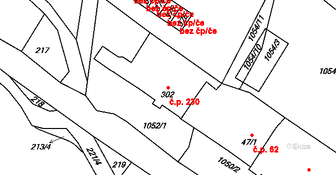 Lampertice 230 na parcele st. 302 v KÚ Lampertice, Katastrální mapa