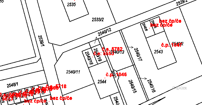 Kadaň 5782 na parcele st. 2540/19 v KÚ Kadaň, Katastrální mapa