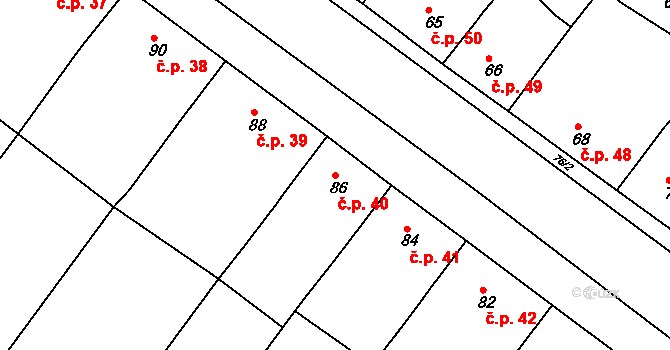 Smolín 40, Pohořelice na parcele st. 86 v KÚ Smolín, Katastrální mapa