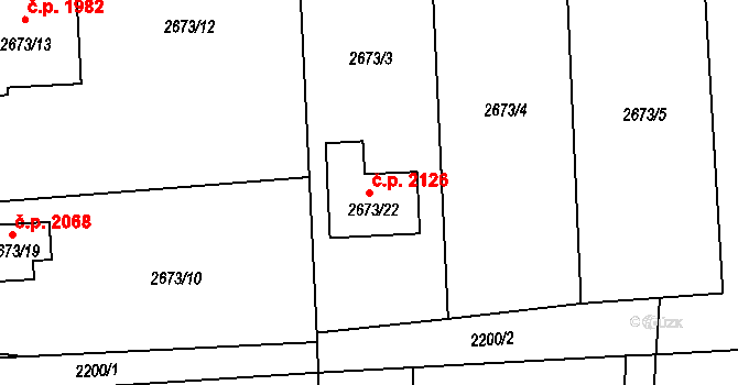 Český Těšín 2126 na parcele st. 2673/22 v KÚ Český Těšín, Katastrální mapa