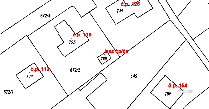 Smědčice 107237784 na parcele st. 755 v KÚ Smědčice, Katastrální mapa