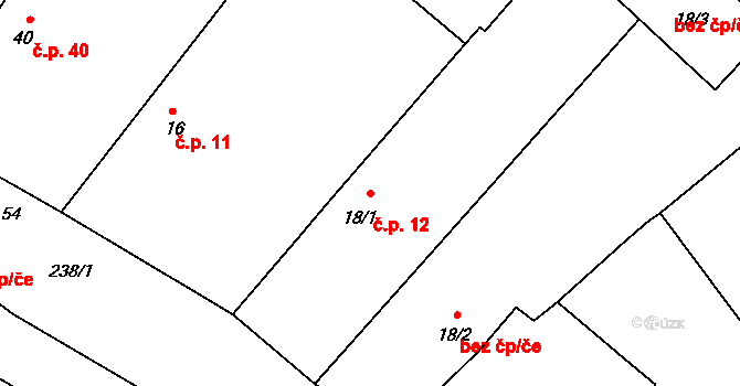 Mečíř 12, Křinec na parcele st. 18/1 v KÚ Mečíř, Katastrální mapa