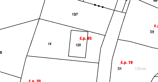 Lhotky 83, Malotice na parcele st. 128 v KÚ Lhotky u Malotic, Katastrální mapa