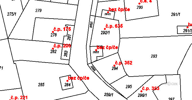 Hřebeč 119046784 na parcele st. 292/2 v KÚ Hřebeč, Katastrální mapa