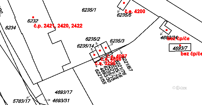 Jihlava 4096 na parcele st. 6235/2 v KÚ Jihlava, Katastrální mapa