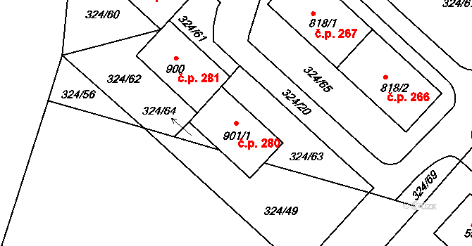 Kamenný Přívoz 280 na parcele st. 901/1 v KÚ Kamenný Přívoz, Katastrální mapa