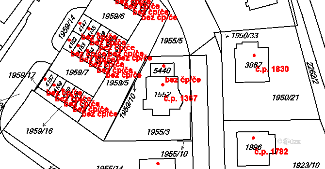 Šumperk 1367 na parcele st. 1552 v KÚ Šumperk, Katastrální mapa