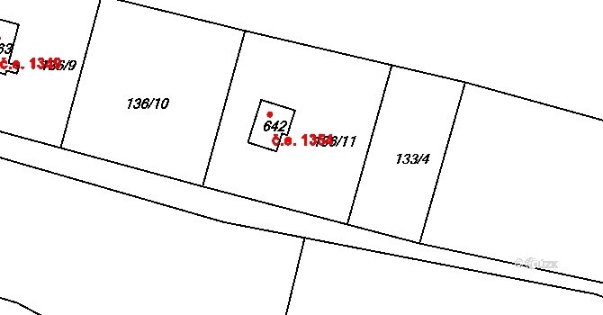 Ládví 1354, Kamenice na parcele st. 642 v KÚ Ládví, Katastrální mapa