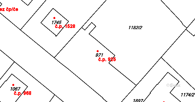 Brandýs nad Labem 925, Brandýs nad Labem-Stará Boleslav na parcele st. 971 v KÚ Brandýs nad Labem, Katastrální mapa