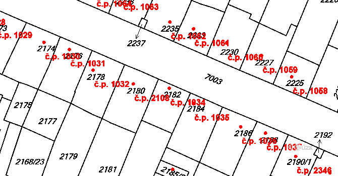 Boskovice 1034 na parcele st. 2182 v KÚ Boskovice, Katastrální mapa