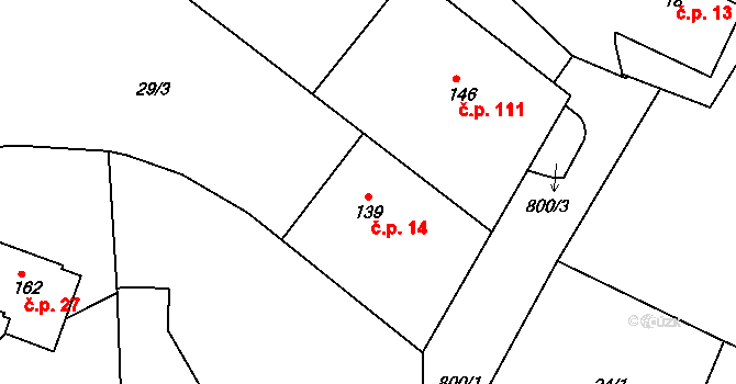 Sendražice 14 na parcele st. 139 v KÚ Sendražice u Smiřic, Katastrální mapa
