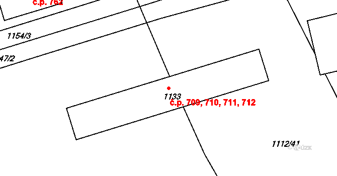 Hořovice 709,710,711,712 na parcele st. 1133 v KÚ Hořovice, Katastrální mapa