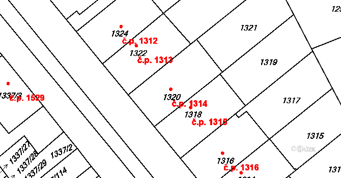 Roudnice nad Labem 1314 na parcele st. 1320 v KÚ Roudnice nad Labem, Katastrální mapa