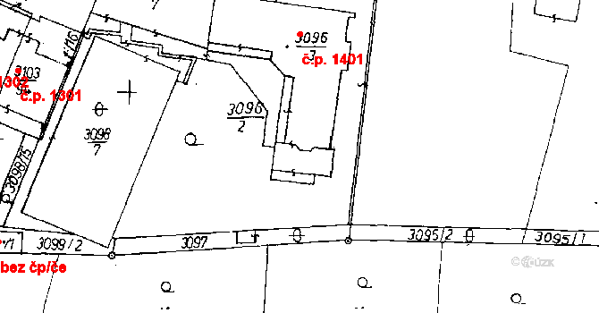 Poděbrady III 1401, Poděbrady na parcele st. 3096/3 v KÚ Poděbrady, Katastrální mapa