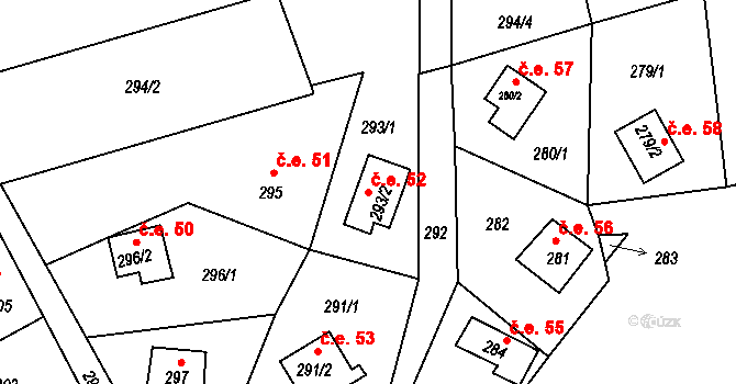 Mikulovice 52, Klášterec nad Ohří na parcele st. 293/2 v KÚ Mikulovice u Vernéřova, Katastrální mapa