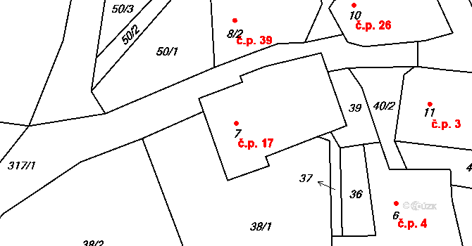 Vlásenice-Drbohlavy 17, Pelhřimov na parcele st. 7 v KÚ Vlásenice-Drbohlavy, Katastrální mapa
