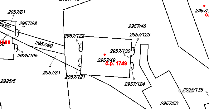 Pelhřimov 1749 na parcele st. 2957/49 v KÚ Pelhřimov, Katastrální mapa