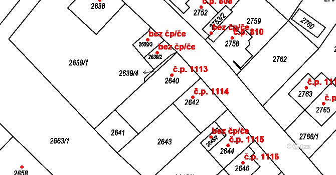 Sokolov 1113 na parcele st. 2640 v KÚ Sokolov, Katastrální mapa