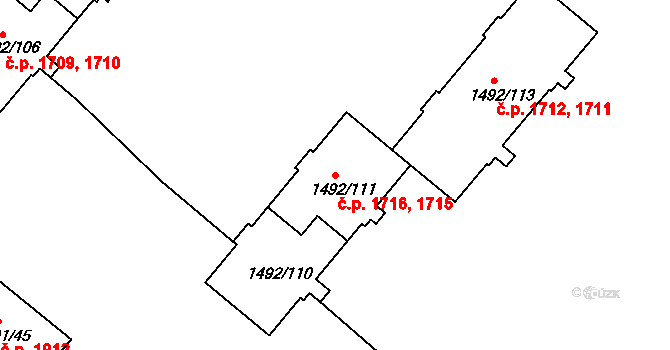 Sokolov 1715,1716 na parcele st. 1492/111 v KÚ Sokolov, Katastrální mapa
