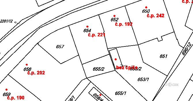 Suchdol nad Lužnicí 221 na parcele st. 654 v KÚ Suchdol nad Lužnicí, Katastrální mapa