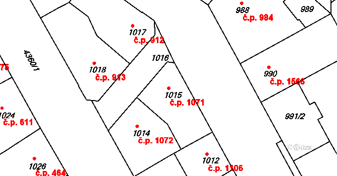 Žižkov 1071, Praha na parcele st. 1015 v KÚ Žižkov, Katastrální mapa