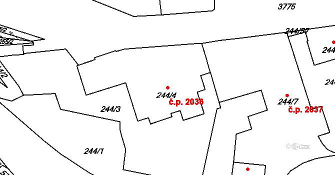 Břevnov 2036, Praha na parcele st. 244/4 v KÚ Břevnov, Katastrální mapa