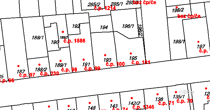 České Budějovice 2 100, České Budějovice na parcele st. 193 v KÚ České Budějovice 2, Katastrální mapa