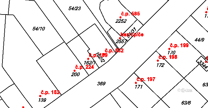Sezimovo Ústí 532 na parcele st. 162/2 v KÚ Sezimovo Ústí, Katastrální mapa