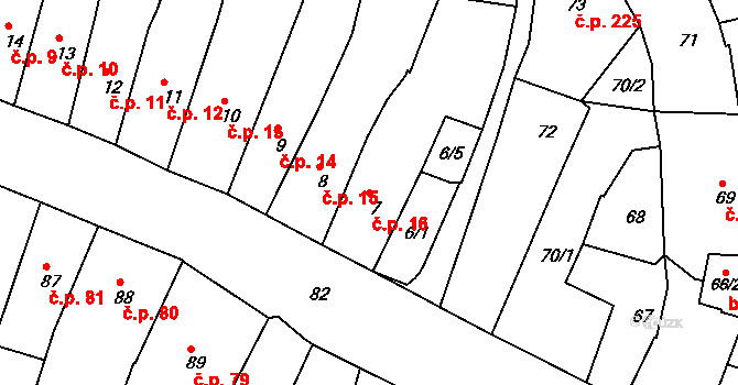 Česká Lípa 16 na parcele st. 7 v KÚ Česká Lípa, Katastrální mapa