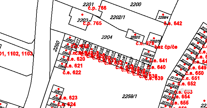 Kuřim 632 na parcele st. 2261/6 v KÚ Kuřim, Katastrální mapa
