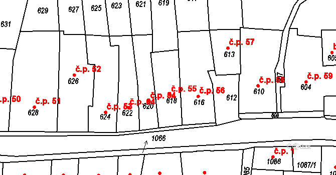 Úštěk-České Předměstí 55, Úštěk na parcele st. 618 v KÚ Úštěk, Katastrální mapa