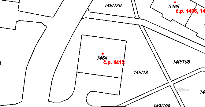 Bolevec 1412, Plzeň na parcele st. 3464 v KÚ Bolevec, Katastrální mapa