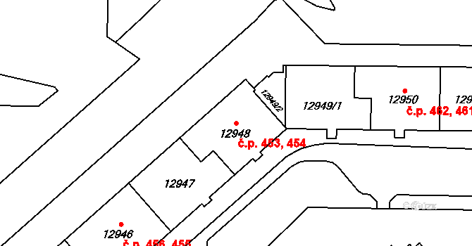 Doudlevce 453,454, Plzeň na parcele st. 12948 v KÚ Plzeň, Katastrální mapa