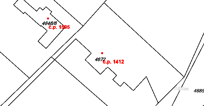 Město 1412, Havířov na parcele st. 4672 v KÚ Havířov-město, Katastrální mapa
