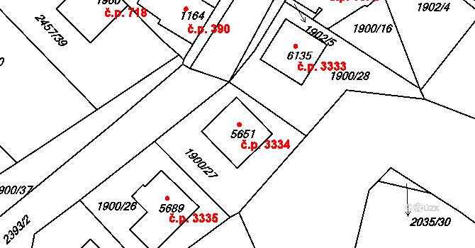 Havlíčkův Brod 3334 na parcele st. 5651 v KÚ Havlíčkův Brod, Katastrální mapa