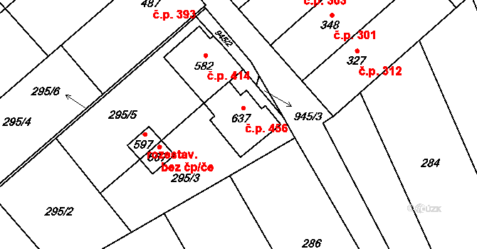 Rokytnice 456 na parcele st. 637 v KÚ Rokytnice u Přerova, Katastrální mapa