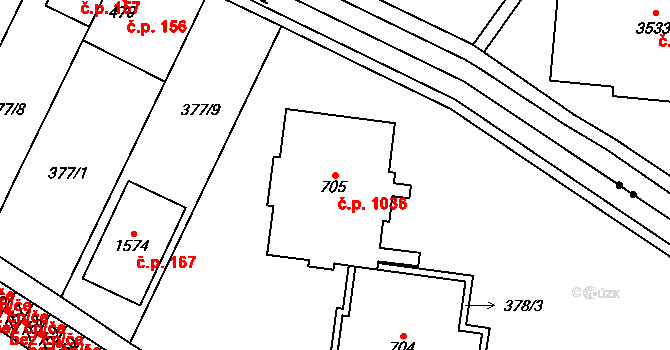 Rokytnice 1036, Vsetín na parcele st. 705 v KÚ Rokytnice u Vsetína, Katastrální mapa