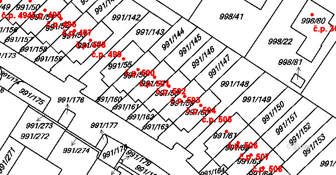 Velká Chuchle 503, Praha na parcele st. 991/58 v KÚ Velká Chuchle, Katastrální mapa