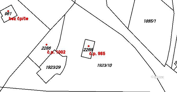Skuteč 985 na parcele st. 2266 v KÚ Skuteč, Katastrální mapa