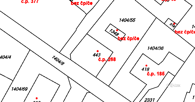 Čerčany 268 na parcele st. 443 v KÚ Čerčany, Katastrální mapa