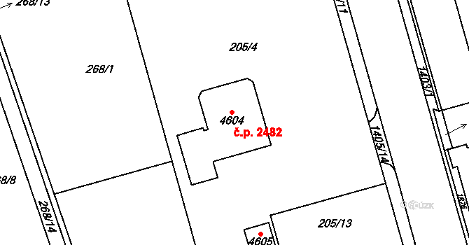 Blansko 2482 na parcele st. 4604 v KÚ Blansko, Katastrální mapa