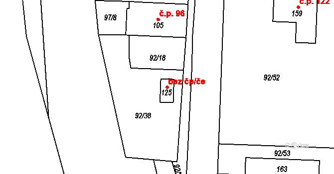 Vortová 43774784 na parcele st. 125 v KÚ Vortová, Katastrální mapa