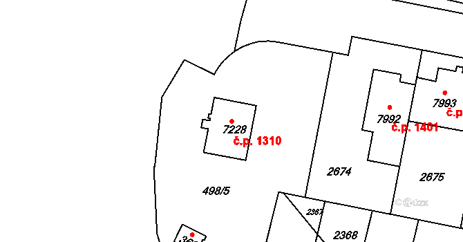 Horka-Domky 1310, Třebíč na parcele st. 7228 v KÚ Třebíč, Katastrální mapa