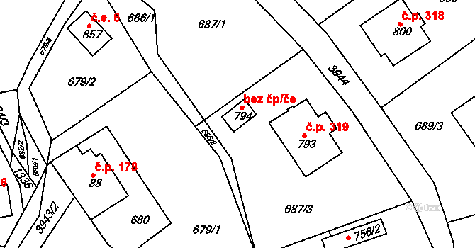 Horní Čermná 48426784 na parcele st. 794 v KÚ Horní Čermná, Katastrální mapa
