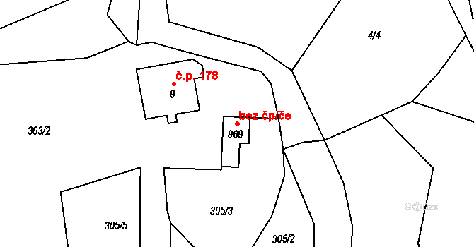 Bublava 49867784 na parcele st. 969 v KÚ Bublava, Katastrální mapa